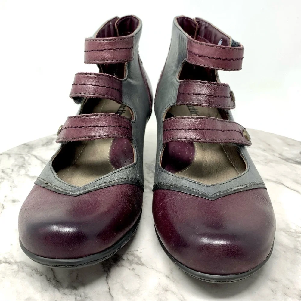 Earth Serano Multi-Strap Two Tone Booties 6 Comfort Whimsigoth Lagenlook - Picture 4 of 16